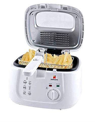 Edelstahl Fritteuse mit 2,5 Liter | Temperatur bis 190°C stufenlos einstellbar | Öl-Füllmenge: max. 2,5 L | Deckel mit Sichtfenster | Geruchs-Filter | Cool Touch | Fritöse Friteuse Weiß