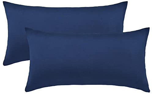 NatureMark 2er Set Jersey Kissenbezüge – Elastisch, weich, atmungsaktiv und hautfreundlich – Waschbare Kissenhülle - 40x60 (ideal für Nackenkissen) – Navy Blau