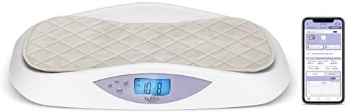 Hubble Connected Grow Pèse-bébé Bluetooth intelligent avec écran LCD, suivi du poids, matelas à langer doux, balance numérique tare & Hold et technologie 4 capteurs pour une excellente précision