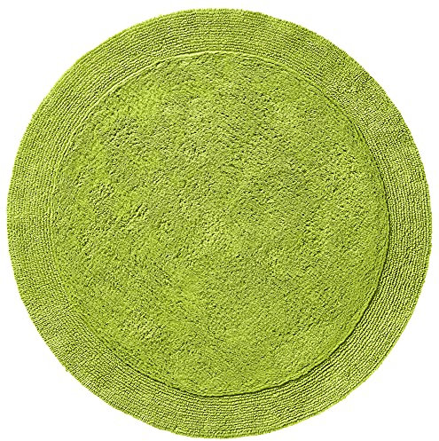 Erwin Müller Badematte, Badteppich Uni Serie Stuttgart apfelgrün Größe rund: 90 cm Ø - extra dick, hohe Saugfähigkeit, 100% Baumwolle