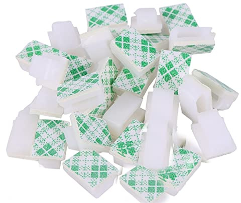 Kabelclips Kabelhalter selbstklebend weiß Kabelklemmen für Schreibtisch geeignet zur Befestigung von Ladekabel Lichterkette & Netzkabel Kabelbinder Kabelführung Kabelmanagement Kabel Organizer (40)