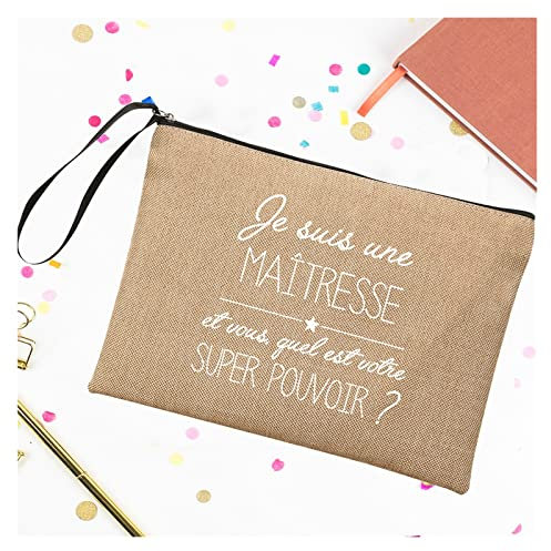 Make Up Lehrertasche Merci Maîtresse Lehrer Aufbewahrungstasche Kosmetiktasche Reißverschluss Taschen Geschenk für Lehrer (Farbe: Tiefblau)