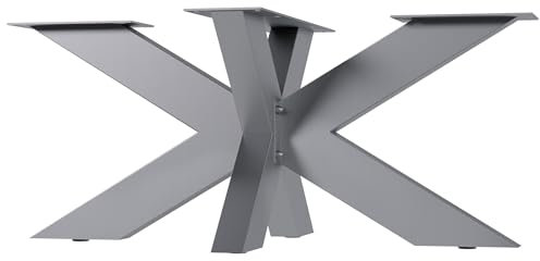 CLP Tischbeine Duncan I Tischgestell für DIY-Projekte I Tischkufen aus Edelstahl in Sternform I Vierkantprofile, Farbe:Edelstahl, Größe:98x58x43 cm