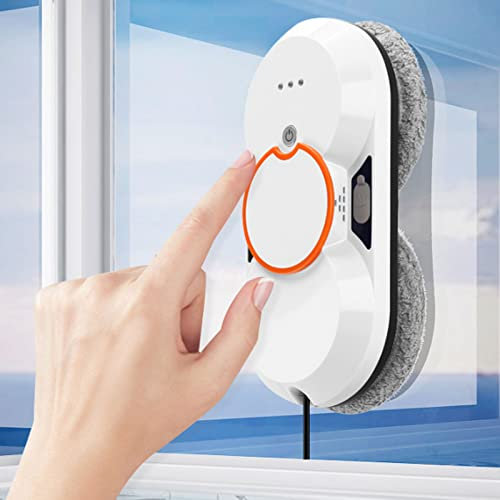 Robot Lavavetri, 5600pa Pulizia Intelligente Del Vetro Doppio Getto D'Acqua Robotico/Telecomando, Rondella Alimentata Per Tavolo Alte Finestre Soffitto Magnetico Automatico, Esterno Interno,White
