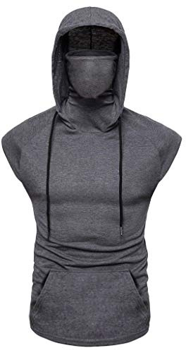 White Vests Men's Sports Tank Top with Hood Workout Fitness T-Shirt Gym Fitness Zip Up Hooded Sweatshirt Muscle Works Sleeveless Hoodies
