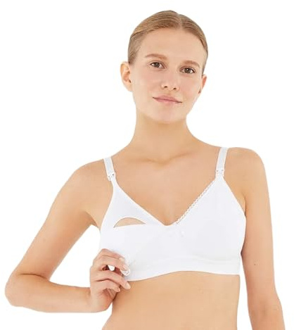 Dagi Soutiens-Gorge d'allaitement pour Allaitement, Soutien-Gorge de pompage sans Fil, sous-vêtements de maternité en Coton, Bralette Confortable sans Couture, M-3XL | Blanc - XL
