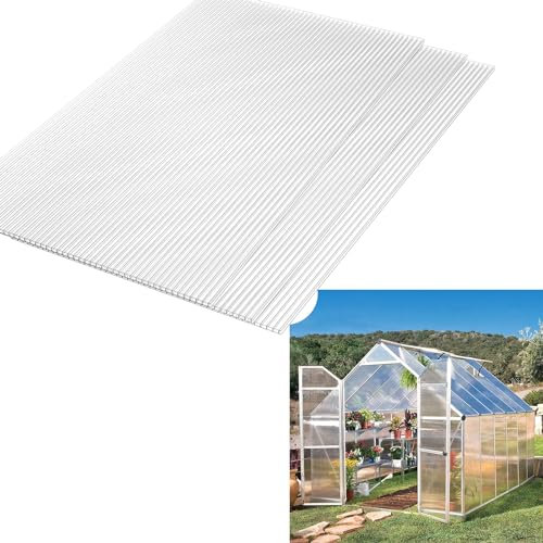 LILIIN 14 stycken polykarbonat, ihåliga kammarplattor, dubbla plattor 4 mm tjocka, ihåliga kammarplattor, växthusplattor, ersättningsplattor, för växthus trädgård, 60,5 x 121 cm, 10,25 m²