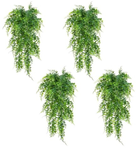 LAWALEISHE 4Pcs Artificial Hanging Plants Fake Ivy Leaves, Fake Trailing Plants, Plastic Green Ivy Vines for Indoors & Outdoors Garden Hanging Baskets Home Wall Decoration