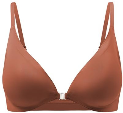 Generico Top Reggiseno Seno Grande Coppe Seno per Abiti Reggiseno a Triangolo Sexy da Donna, Bralette, Comfort, a Copertura Totale, Chiusura Frontale, Reggiseno Posturale Reggiseno Fascia (Khaki, L)