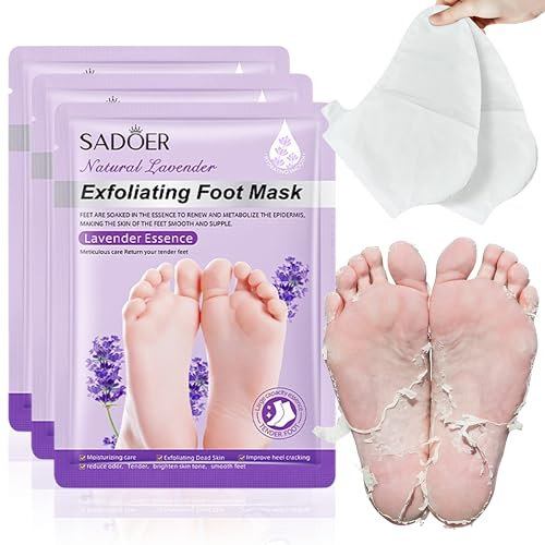 3 Paar Fußmaske, Hornhaut Socken Hornhautentferner Socken, Fussmaske Hornhautentfernung, Feuchtigkeitsspendende Fußpflege, Fuß Hornhaut Entferner, Foot Peel Mask für Männer und Frauen (Lila)