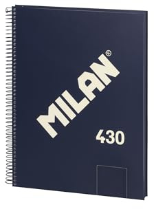 MILAN® Cuaderno A4 con espiral y tapa dura, 80 hojas blancas de 95 gr/m², colección 430 since 1918, azul