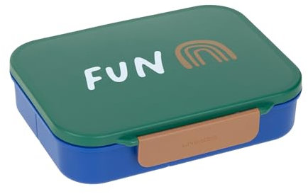 LÄSSIG Kinder Brotdose Frühstücksbox BPA-frei mit herausnehmbarer Trennung/Bento-Lunchbox Little Gang Rainbow green