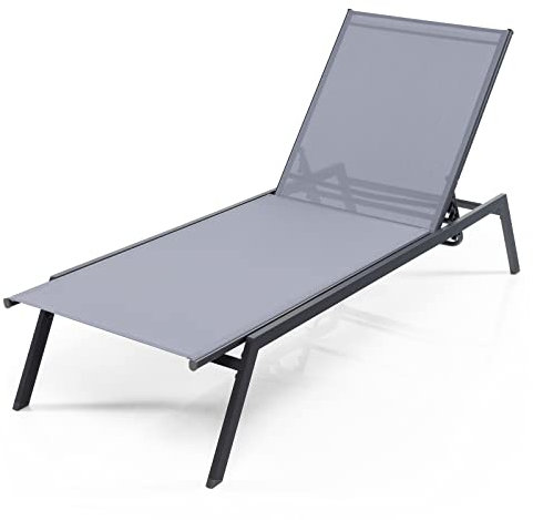 COSTWAY Sonnenliege, Gartenliege mit Verstellbarer Rückenlehne und schnelltrocknendem Stoff, Terrassenliege bis 150 kg belastbar, Liegestuhl für Garten, Terrasse, Pool, 199,5 x 70 x 35 cm