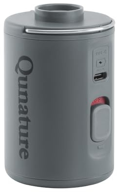Qunature Mini Bomba de Aire Eléctrica 2 en 1, Inflador y Desinflador Portátil Ligero para Colchones de Aire, Ideal para Senderismo, Montañismo y Camping, Gris