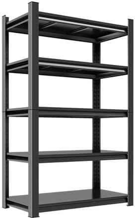Notmise Metal Garage Shelving Unit, Heavy Duty 5-Tier Adjustable Storage Rack, Steel Shelving, 2000 lbs Capacity, Industrial Shelves for Heavy Tools and Equipment (5-Tier 71.2 H x39.4 W x 13.8 D)