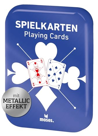 Moses. Spielkarten Classic – stilvolles Kartenset für Erwachsene & Kinder, für Skat, Poker, Mau Mau & mehr, ab 6 Jahren, 2+ Spieler, Blau