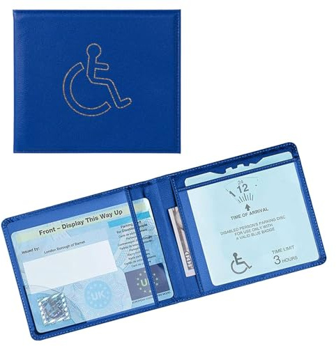 Funalix Protector para Discapacidad Funda Portátil para Tarjetas de PVC, para Tarjetas de Identificación y Permisos de Estacionamiento, Resistente al Agua y Seguro (Azul)