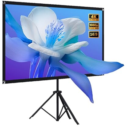4K Ultra Portable Projector Screen with Tripod Stand and Carry Bag, 16:9 Foldable Movie Screen for Camping Party, Home Theater(70 (16:9))