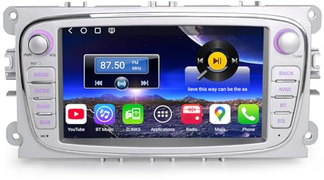 Qualcomm 8-Core 4GB+64GB Android 14 Car Stereo GPS SatNav for Ford Focus Mondeo S-Max C-Max Galaxy 7 IPS Touch Screen Supports Wireless CarPlay Android Auto DSP DAB+ Bluetooth 5.1 OBD2 WiFi 4G Canbus