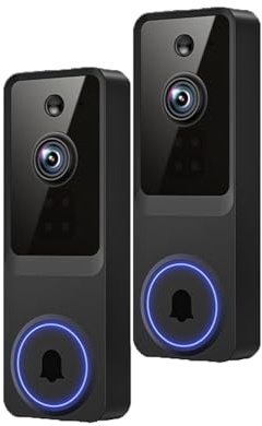 CutePanda 2Pack Wireless Wi-Fi Video Doorbell Camera with Night Vision, 2-Way Talk,2K AI Motion Detection and Cloud Storage, 2.4G WiFi, Battery Powered