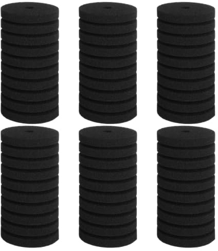 ZRUEWOT Lot de 6 filtres à air d'aquarium en éponge de rechange pour filtration biologique et mécanique - Réutilisables - 12 x 6 cm - Trou de 1 cm