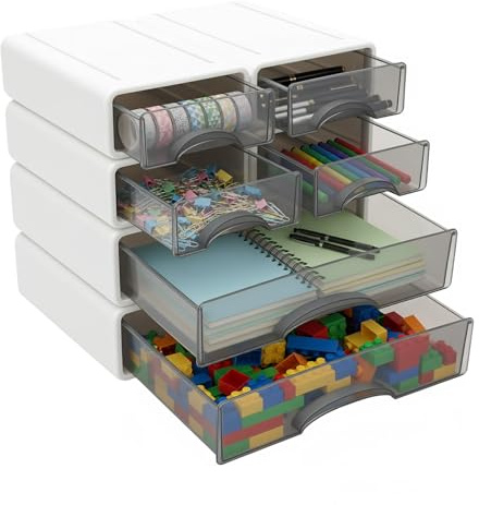 Boîte de rangement de bureau avec 6 tiroirs, organisateur de tiroirs en plastique, tiroirs de rangement empilables, organiseur de bureau, pour maquillage, fournitures de bureau