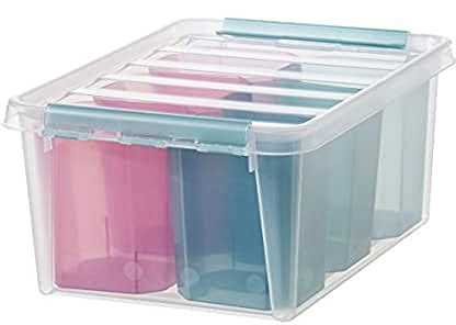 SmartStore Colour Aufbewahrungsbox 14 L – Einzelbox mit Einsatz, Deckel und Clipverschluss – transparente und stapelbare Plastik Boxen – Kunststoff BPA-frei und lebensmittelecht – 40 x 30 x 18cm