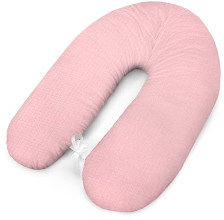 Amilian Stillkissen XXL Schwangerschaftskissen zum Schlafen mit Bezug für Stillkissen Seitenschläferkissen Schwangerschaft Kissen Stillkissen klein rosa