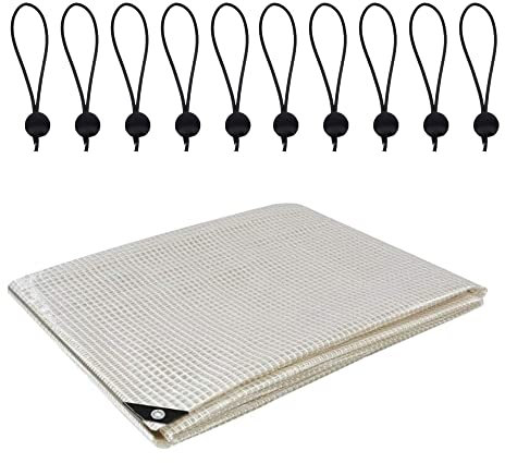 3 x 4 m Tarpaulin Waterproof Heavy Duty Cover Camping Ground Sheet Caravan Furniture Multipurpose + 10 Bungee Balls (Clear – 100 GSM)