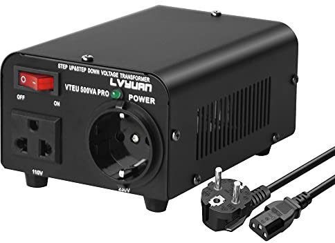 Cantonape 500W Spannungswandler, 230V bis 110V USA Spannungswandler Ringkern-Transformator 500VA Pro - In: 110V oder 220V / Out: 110V und 220V