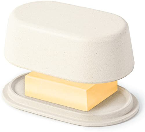 Bigger Size Moderne extragroße Butterdose in Weiß-Creme mit Deckel – Spülmaschinenfest – perfekte Größe für große europäische Butterstücke