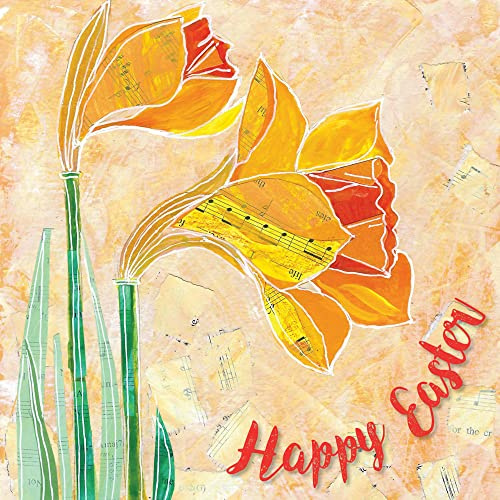 Easter Cards - Daffodils, pack of 5, with white envelopes and greeting inside. Easter cards for all the family, by Just Cards Direct