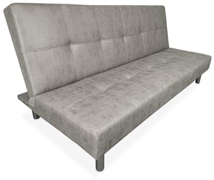 Homey - Sofá Cama Clic Clac Tipo Libro de 3 Plazas Modelo Halle, Diseño Moderno, Práctico y Funcional, Acabado en Gris