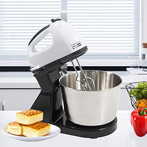 Frullatore elettrico da 100 W, 7 velocità, frullatore per la cottura con ciotola in acciaio inox per cuocere, torte, biscotti, impastare