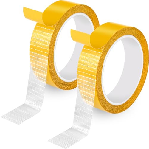 UPINS Doppelseitiges Klebeband, 2 Rollen Doppelseitig Teppichklebeband 25mm x 20m Selbstklebende Teppich Klebeband Double Sided Tape für Wandvorhänge Teppiche Bilder Kleidung