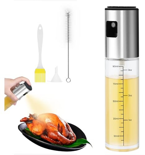 100ml Spruzzatore Olio,Spruzzino Olio Per Friggitrice Aria Nebulizzatore Olio con Scala Bottiglia Aceto Portatile Spruzzatore Olio Multifunzione per BBQ Cucina Insalata