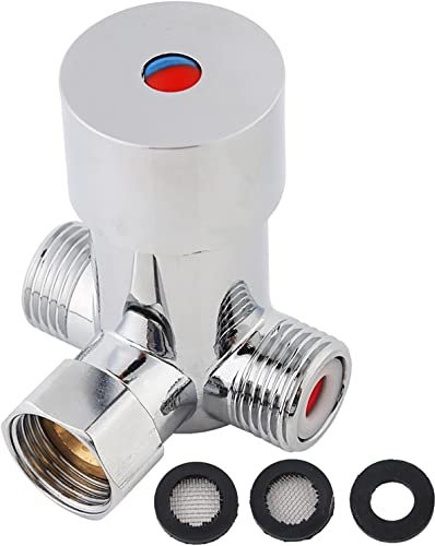 Ouitble Válvula mezcladora termostática G1/2 Válvula mezcladora de agua fría y caliente Control de temperatura del mezclador termostático para grifo automático