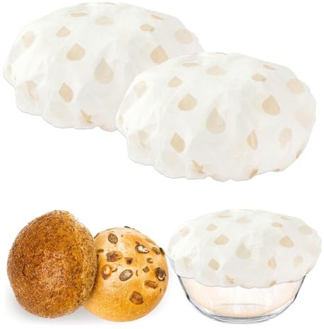 EYVRPAU 2 pièces housses de protection alimentaires réutilisables, en tissu avec élastique, Couvercles extensibles, Tissu imperméable, Couvercles pour bols ronds,film alimentaire reutilisable