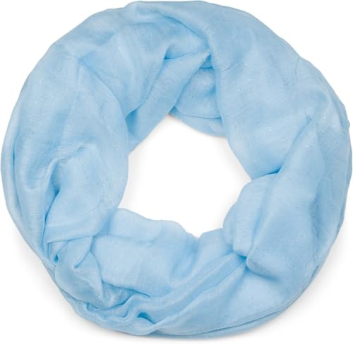 styleBREAKER Bufanda de bucle para mujer con efecto brillante, diseño liso en tela suave de viscosa, ligera y elegante, mide 87 x 93 cm, Azul Hielo