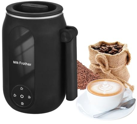 Espumador de Leche Eléctrico, Espumador de Leche Automático 4 en 1, Espumador de café Eléctrico, Capacidad de Espuma 100-250 Ml, para Espuma de Leche Fría y Caliente, (Enchufe de