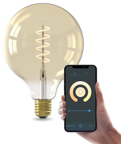 CALEX Smart LED Lampe, E27, G125, Gold Filament, warmweißes Licht, dimmbar, WLAN App- & Sprachsteuerung, 3er Pack