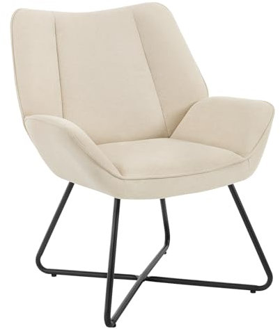 WOLTU Sessel Wohnzimmer, Schlafzimmer, Lounges, mit Metallrahmen, gepolstert, aus Leinen, modern, bequem, bis 150 kg, 71 x 85 x 70 cm (B x H x T), Beige