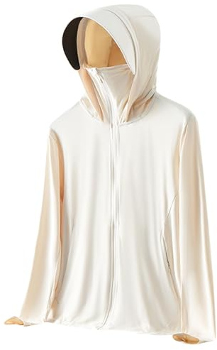 Veste De Protection Solaire À Capuche Pour Femme Chemise Rafraîchissante À Manches Longues UPF 50+ Avec Chapeau Soleil Amovibles Veste Légère À Fermeture Éclair Intégrale Sweat À Capuche Avec Poche