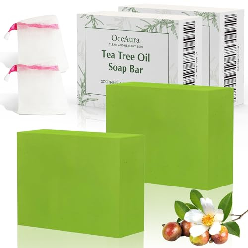 Savon Naturel à l'Huile d'Arbre à Thé - Artisanal et Végane - Idéal contre la Transpiration et les Mauvaises Odeurs Post-Sport ou Effort - 2 Pièces de 100 g