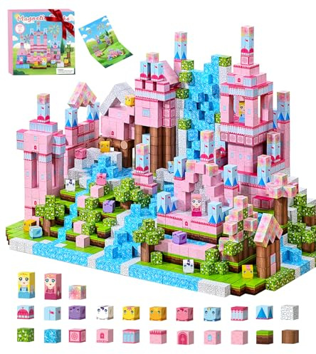 HOPFROG 200pcs Magnet Blocks Gifts for Girls Stocking Fillers Kids Toys Ages 3 4-8 5-7 8-12 Year Old, Castle Building Set Montessori Sensory for Toddlers Children Party Halloween, Christmas, Birthday