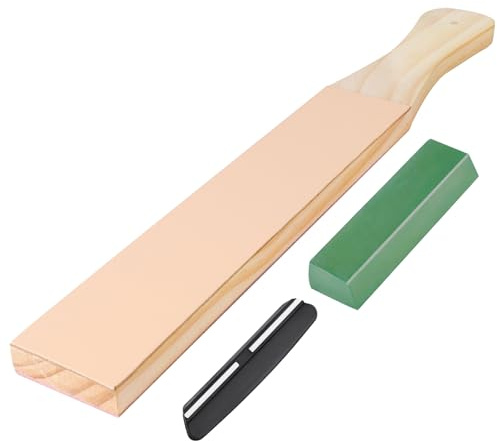 Alaoo Pietra Affilacoltelli, 2-in-1 Double-Sided Affila Coltelli, con Pasta lucidante e Guida Angolare, per Rasoi a Mano Libera e Scalpelli per Intaglio del Legno