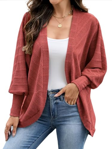 Wantonfy Cardigan da Donna Casuale Manica Lunga Maglione Leggero Scollo a V Elegante Manica Lunga Giacca Cardigan