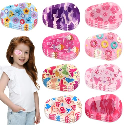 YUPZAR 27 Pezzi Bende Oculari per Bambini,Benda Occhio Pigro Bambini,Benda Adesiva Sull'Occhio per Bambini Benda Adesiva in Cotone per Bloccare la Luce Estiva per Bambini(9 Stili/Adorabile)