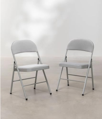 Genérico Silla Plegable Aries Terciopelo Gris Perla, Comedor, Oficina, Salón,Teletrabajo, Cocina.