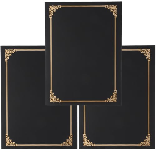 JOINPAYA Porta Certificati Cartaceo Nero Set da 3 Pezzi, Copertina del Diploma Resistente per Cerimonie di Premiazione e Laurea, Cartella di Presentazione Pratica per Documenti